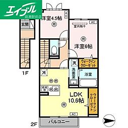 エトワリア 2LDKの間取図画像