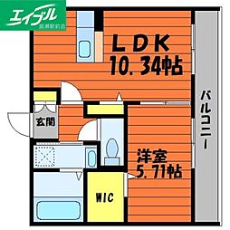 グランレーベン 1LDKの間取図画像