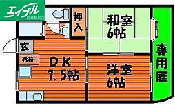 センスフルタウン西王寺2C 2DKの間取図画像