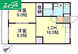 倉敷倶楽部 2LDKの間取図画像