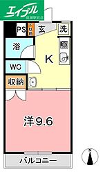 アトリエアクツビル 1Kの間取図画像