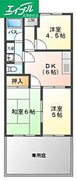 アーバンハイツリブ1 3DKの間取図画像