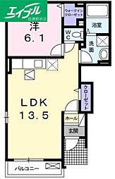 サンシャインカラカワ 1LDKの間取図画像