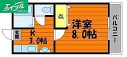 中祥マンションC 1Kの間取図画像