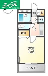 シティーハイツ 1Kの間取図画像