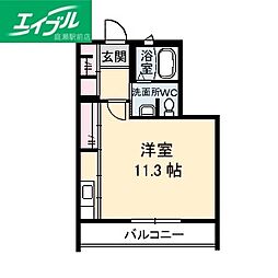 ウィステリアB ワンルームの間取図画像