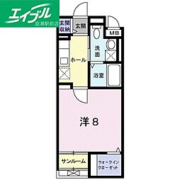 クレール壱番館 1Kの間取図画像