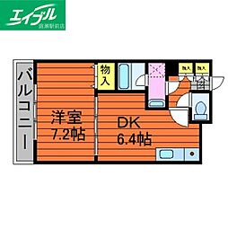 アーバンビュー倉敷カレッジコート 1DKの間取図画像