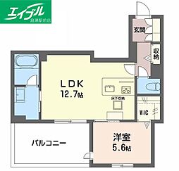 インセプション 1LDKの間取図画像