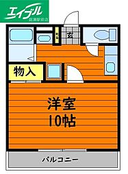 モア貮番館 1Kの間取図画像