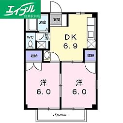 ニューウィンズA 2DKの間取図画像