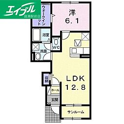 サンシャインヒルズ 1LDKの間取図画像