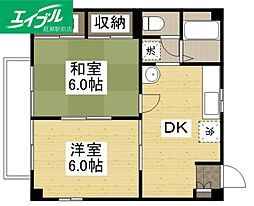 ニューシティヨシオ 2DKの間取図画像