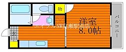 ジュヌパルク光輝 2階1Kの間取り