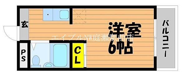 シャルム今 ｜岡山県岡山市北区今1丁目(賃貸マンション1K・4階・17.00㎡)の写真 その2