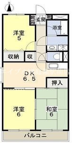 カーサ21 ｜岡山県岡山市北区西長瀬(賃貸マンション3DK・2階・54.65㎡)の写真 その2