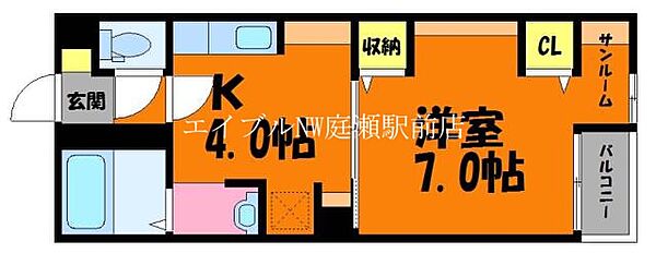 スカイコートマンションII ｜岡山県倉敷市徳芳(賃貸マンション1K・4階・28.20㎡)の写真 その2