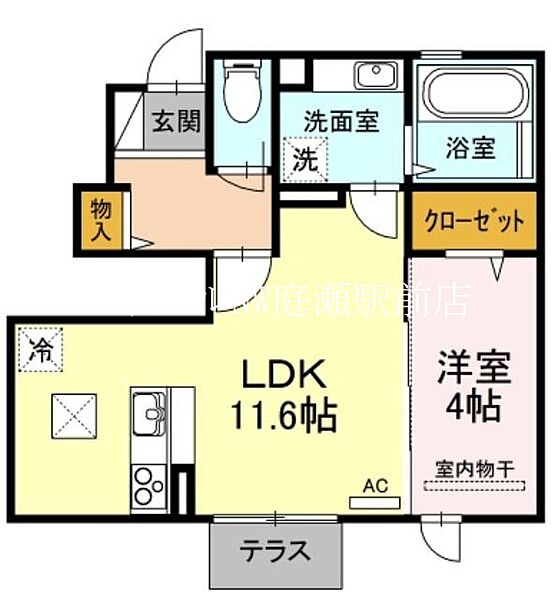 アースガーデンSOJAII ｜岡山県総社市門田(賃貸アパート1LDK・1階・40.37㎡)の写真 その2