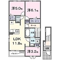 ヴィラ・マウントワン長尾Ｂ  ｜ 岡山県玉野市長尾（賃貸アパート3LDK・2階・62.11㎡） その2