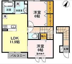 ステラ  ｜ 岡山県玉野市八浜町波知（賃貸アパート2LDK・2階・61.37㎡） その2