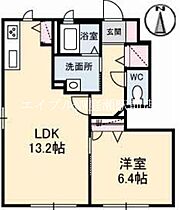 ビ・ボーンＢ棟  ｜ 岡山県倉敷市西中新田（賃貸アパート1LDK・1階・46.50㎡） その2