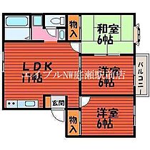 ファミーユ平野　Ａ棟  ｜ 岡山県岡山市北区平野（賃貸アパート3LDK・2階・60.45㎡） その2