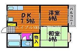 フォートレス 2階2DKの間取り