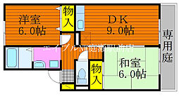 セジュールＮＯＲＩＴＡＫＥ 1階2DKの間取り