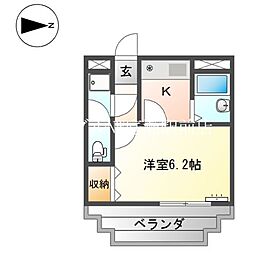 グランチェスタ 2階1Kの間取り