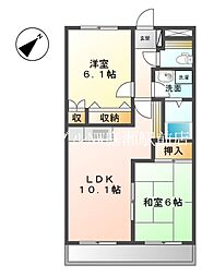 サンピア大福 2階2LDKの間取り