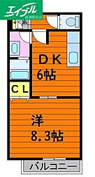 メゾンナガヤマA 1階1DKの間取り