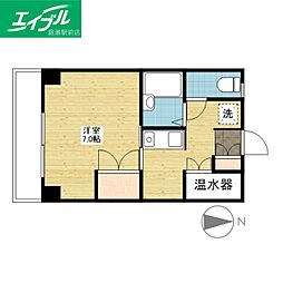 ライフコート 1Kの間取図画像