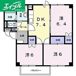 プレーヌ吉田 1階3DKの間取り