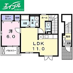 エスポワール真壁A 1LDKの間取図画像