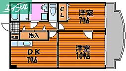 アークハイツ鹿田 2DKの間取図画像
