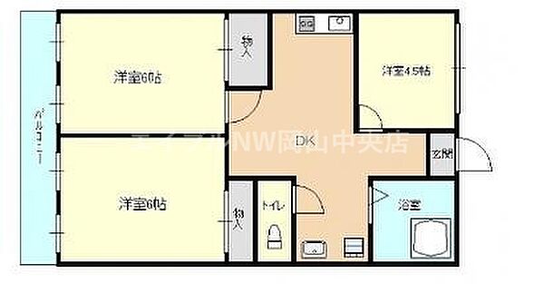 第3国際コーポ ｜岡山県岡山市北区奥田1丁目(賃貸マンション3DK・8階・56.00㎡)の写真 その2