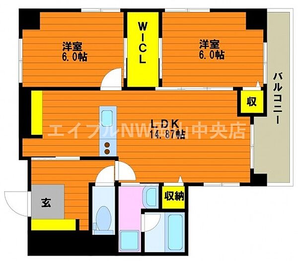 アーバンパレス田町 ｜岡山県岡山市北区田町1丁目(賃貸マンション2LDK・9階・61.65㎡)の写真 その2