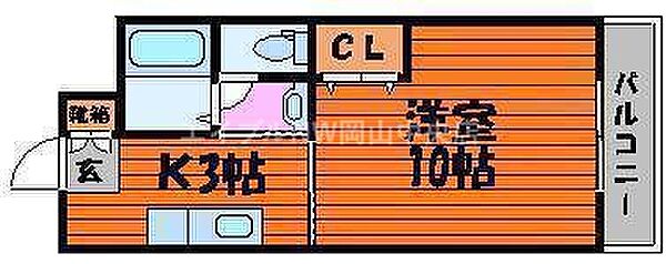 新和パレス ｜岡山県岡山市北区奥田西町(賃貸マンション1K・4階・27.20㎡)の写真 その2