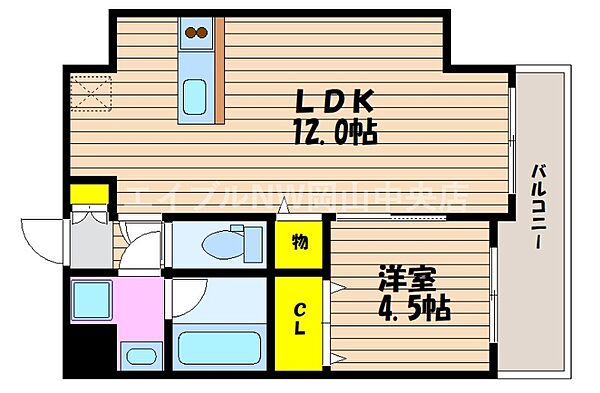 フルリール京町 ｜岡山県岡山市北区京町(賃貸マンション1LDK・8階・38.08㎡)の写真 その2