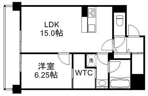 カサ・セグーラ幸町 ｜岡山県岡山市北区幸町(賃貸マンション1LDK・2階・51.60㎡)の写真 その2