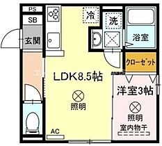 Elpis　I　I棟  ｜ 岡山県岡山市北区番町1丁目（賃貸アパート1LDK・1階・30.30㎡） その2