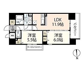 セントラルアヴェニュー田町  ｜ 岡山県岡山市北区田町1丁目（賃貸マンション2LDK・4階・54.41㎡） その2