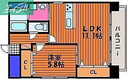 カーサ・フィオーレ表町 6階1LDKの間取り