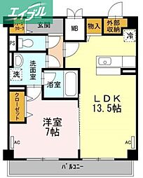 田町ガーデンハイツ 1LDKの間取図画像