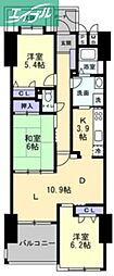 サーパス東古松 3LDKの間取図画像