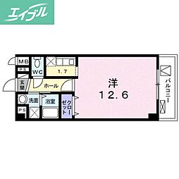 リョーアイ ワンルームの間取図画像