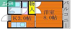 小野田ハイツ 1Kの間取図画像
