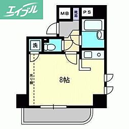 ダイアパレス京町2 1Kの間取図画像