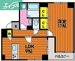 第一天瀬ビル 1LDKの間取図画像