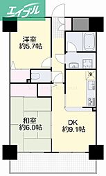 ライオンズマンション岡山南 2LDKの間取図画像
